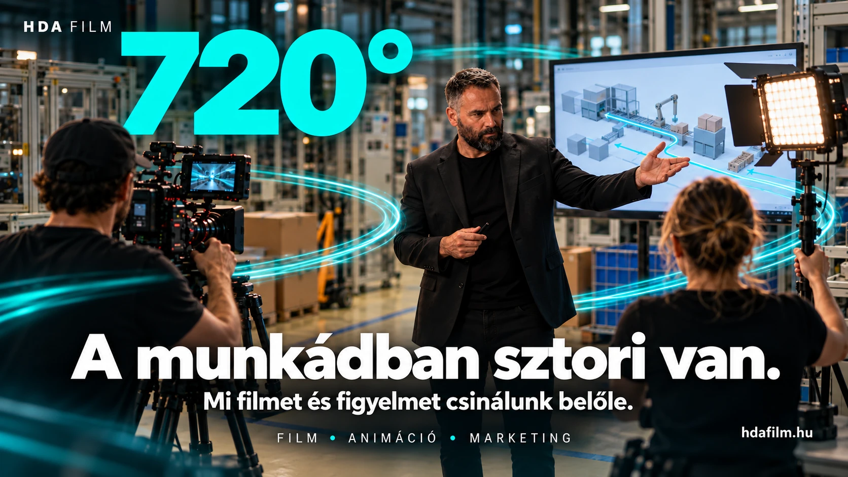 Hda Film ipari történet filmes megközelítéssel, kreatív prezentációval és látványtervvel